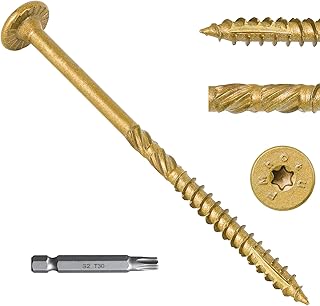 6 Inch Heavy-Duty Outdoor Deck Screws, 50Pcs Star Drive Decking Wood Screws, Rust Resistant Timber Screws for Timber/Log/Landscaping Wood (#14 x 6 Tan