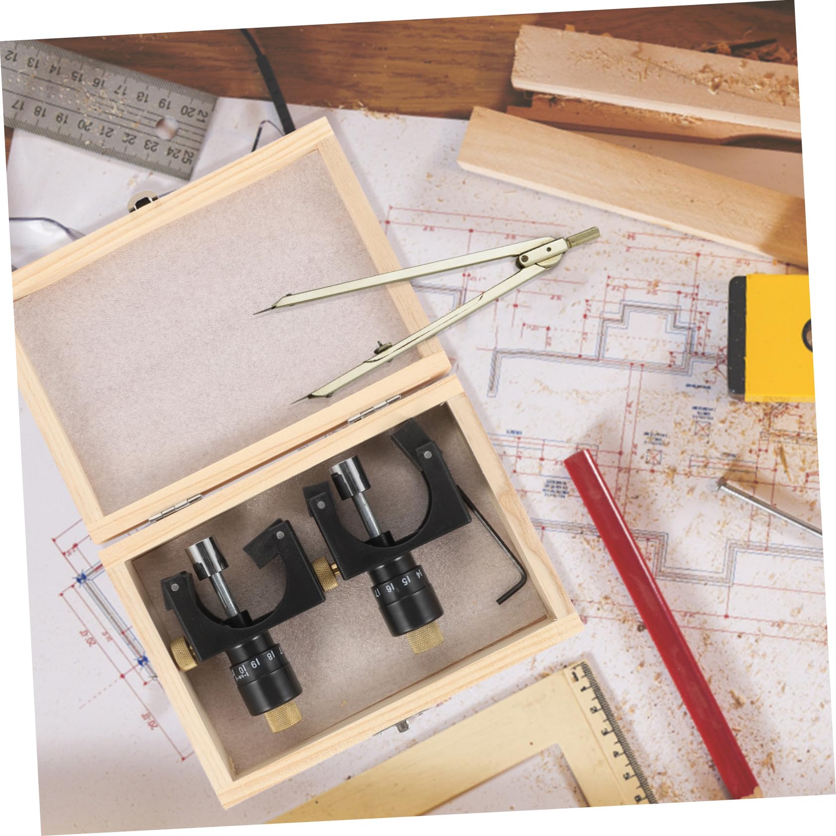 DOITOOL Allineatore per Pialla Piana Magnetico in Abs, Strumento di Impostazione Lama per Lavorazione del Legno, Calibratore Preciso per Utensili Falegnameria, Set di Accessori