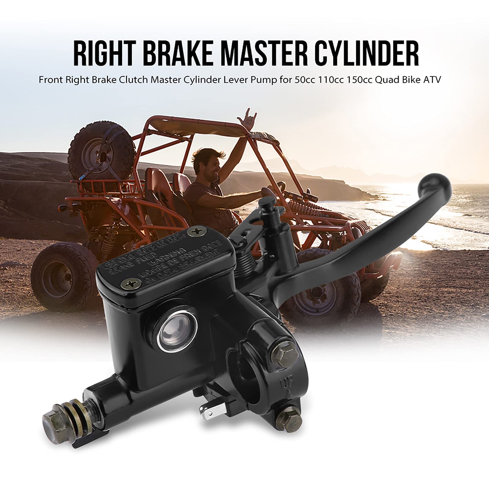 Prawy główny cylinder hamulcowy, stop aluminium 7/8" przedni prawy hamulec sprzęgła Master Cylinder pompa dźwigni pompy do 50 cm³ 110 cm³ 150 cm³ Quad Bike ATV