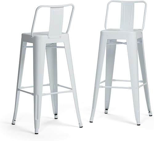 Miniatura 149 de SIMPLIHOME Rayne - Taburetes de encimera (juego de 2) – asientos de cocina de metal de 24 pulgadas de altura de asiento en blanco, asientos