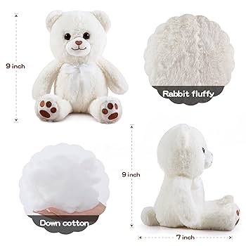 Amazon.com: ZGXIONG White Teddy Bear Stuffed Animal Small