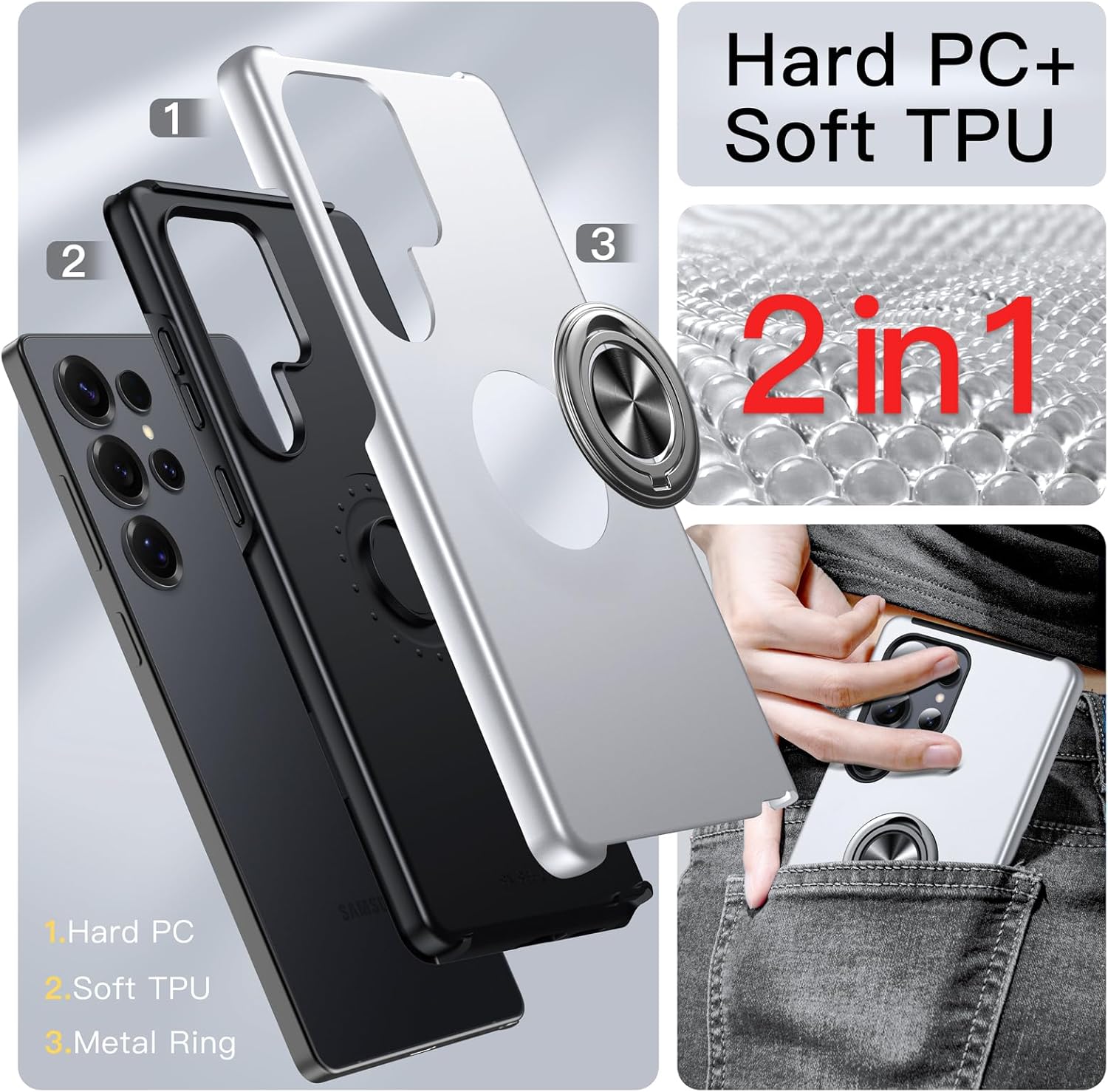 Anqrp Designed for Samsung Galaxy S25 Ultra Case, Built-in [15Ft Drop Protection][Heat Dissipation] Shockproof Military Grade Protection,for Samsung Galaxy S25 Ultra Case,Silver - Image 2