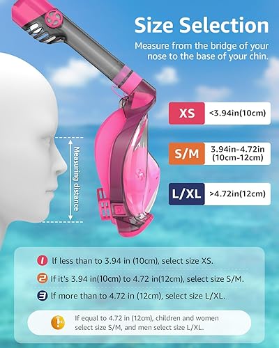 Miniatura 19 de WSTOO Full Face Snorkel Mask, Dry Top Snorkeling Gear for Adults, 180° Panoramic Foldable Design with Camera Mount, Safe Mouth/Nose Breathing,