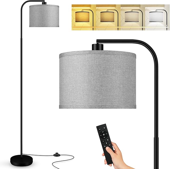 BoostArea BoostArea Dimmable Floor Lamp for Living Room,Arc Sofa Lamps with Remote Control,Stepless Dimmable & Colors Temperature 2700k-6500k,67 in,Tall Modern Standing Lamp for Bedroom Study Room Office,Grey