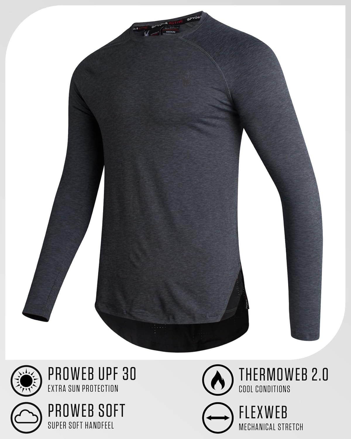 Spyder Mens Athletic Shirts - Sueded Crewneck Soft Fleece Lined Long Sleeve - Active Performance Workout Shirts for Men - Image 3