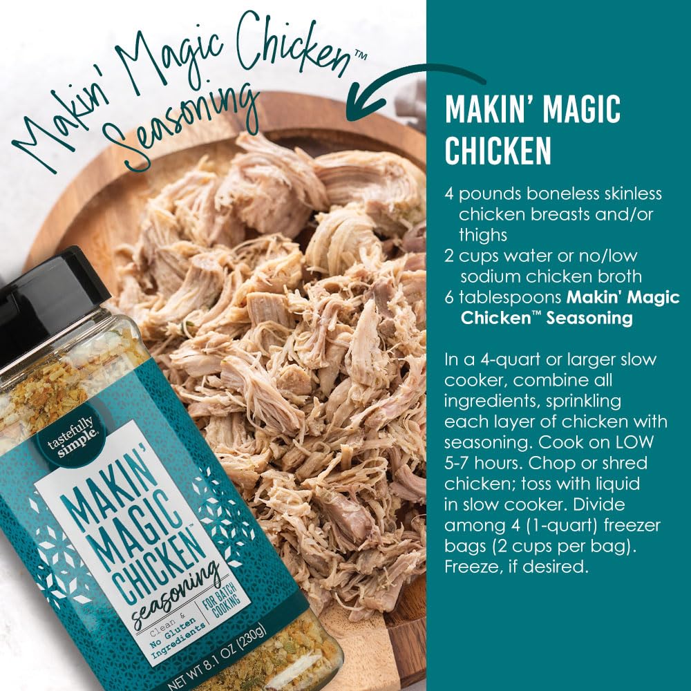 Tastefully Simple Makin' Magic Chicken Seasoning for Grilling, Frying, Baking, and More, Clean, Keto, and Paleo, No Gluten Ingredients, 8.1 Ounce