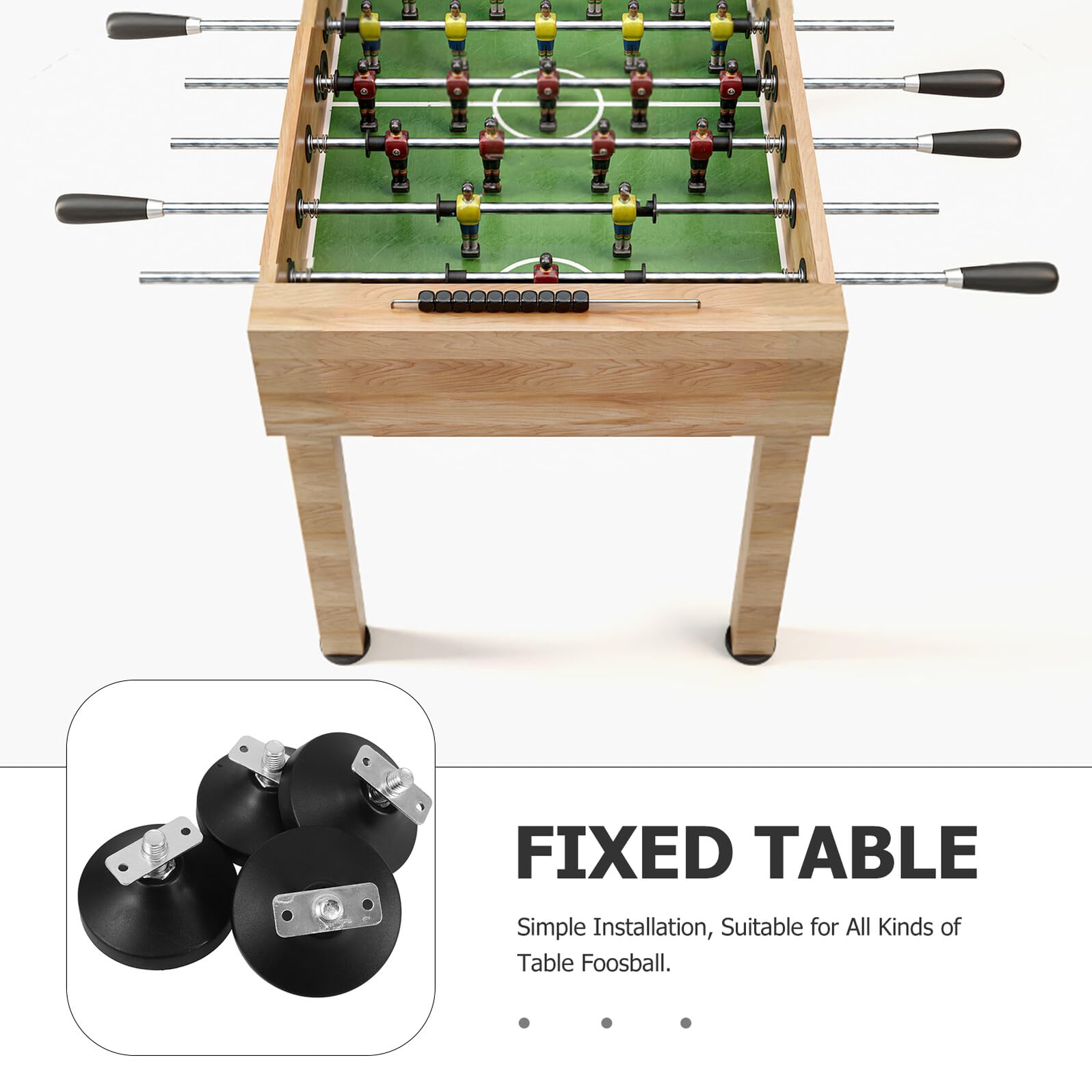GALPADA 4 Piedini Regolabili in Acciaio e Gomma per Calcio Balilla, Antiscivolo e Protezione Pavimenti, Compatibili Tavoli e Banchi da Lavoro, Nero, 4 Pezzi