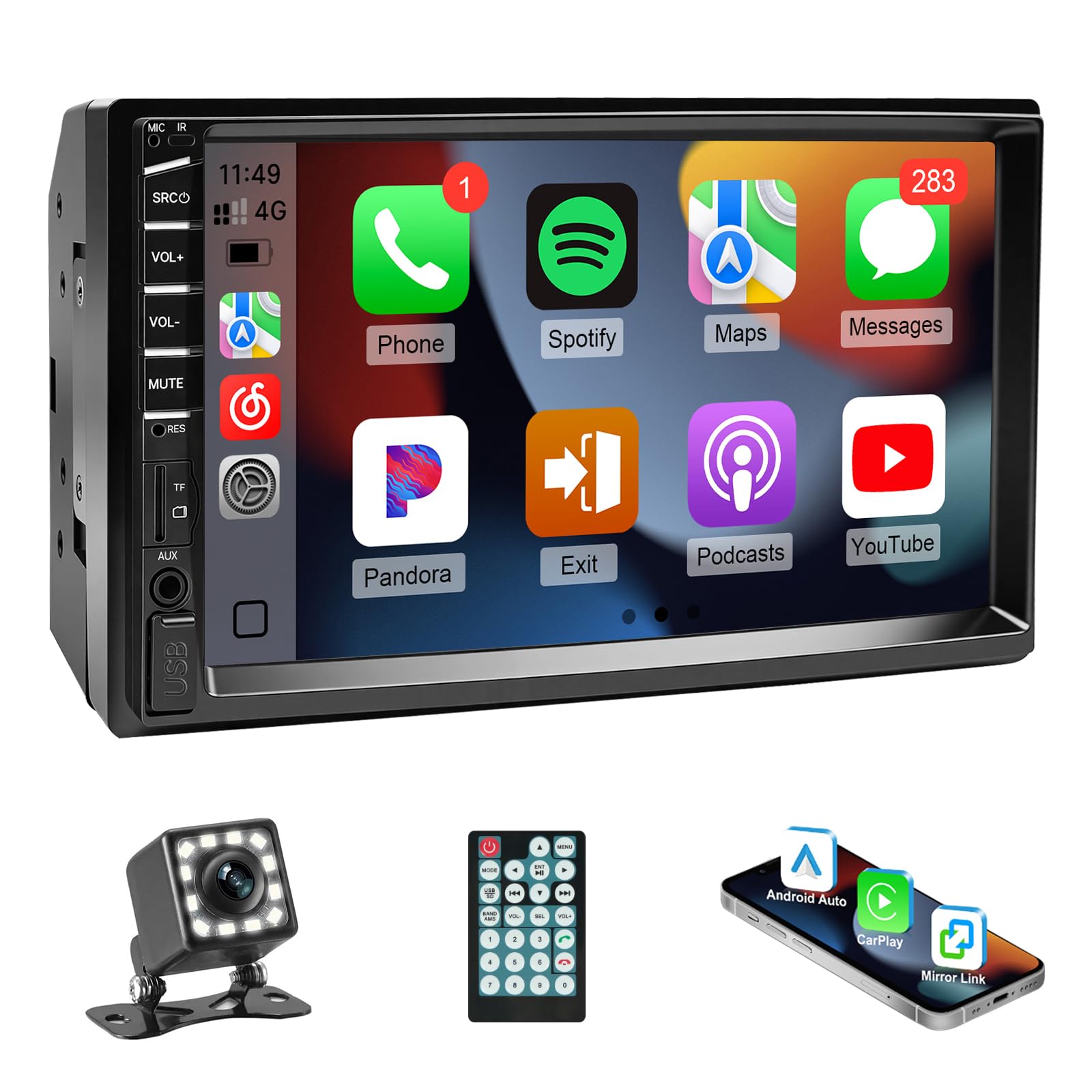 Photo 1 of Naifay Double Din Car Stereo with Apple CarPlay & Android Auto