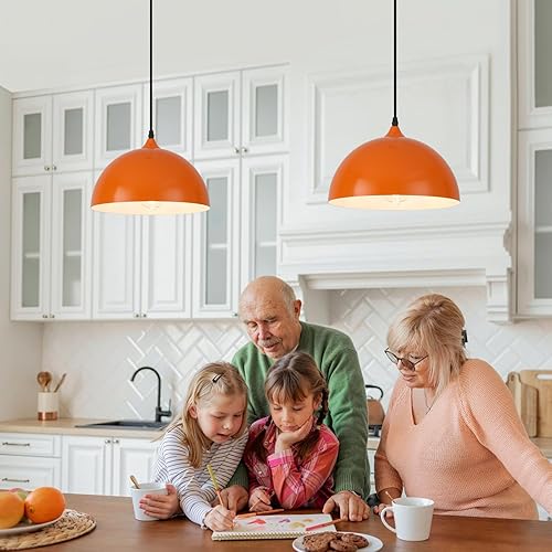 Miniatura 32 de Lámpara Colgante Industrial Electrochapada en Oro de 11.8 pulgadas, Paquete de 2, Lámparas Colgantes de Metal para Isla de Cocina, Lámpara Colgante