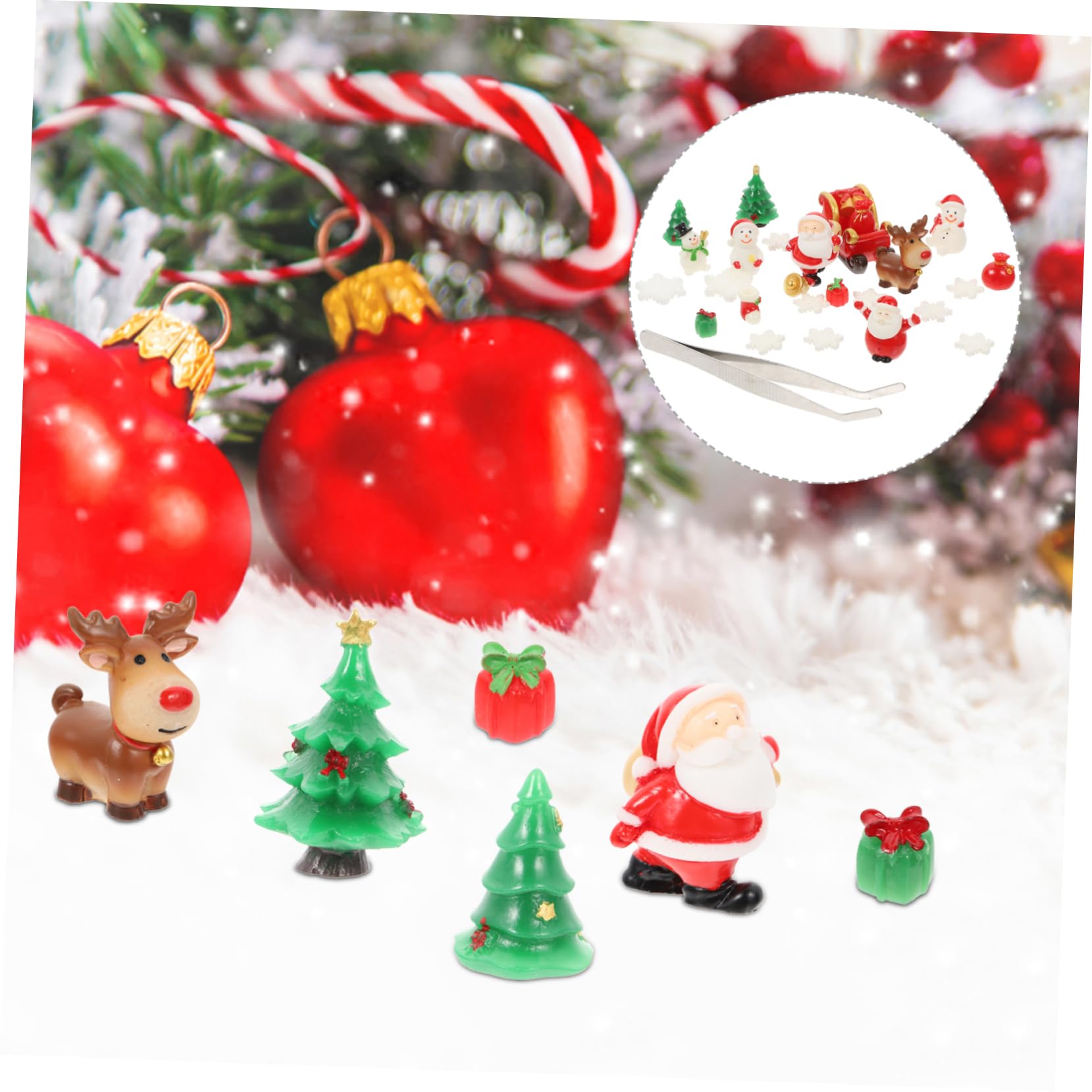 27pezzi Mini Decorazioni Natalizie in Resina Ornamenti Natalizi Forma Di Cartone Animato Micro Paesaggi Natalizi Pinzette Adatte Per Artigianato Natalizio Fai Da Te