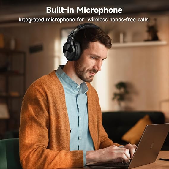 OneOdio A70 Bluetooth Over Ear Headphones, Wireless Headphones with 72H Playtime, Hi-Res, Built-in Mic, 3.5mm/6.35mm Wired Audio Jack for Studio Monitor & Mixing DJ Guitar AMP, Computer PC Gaming