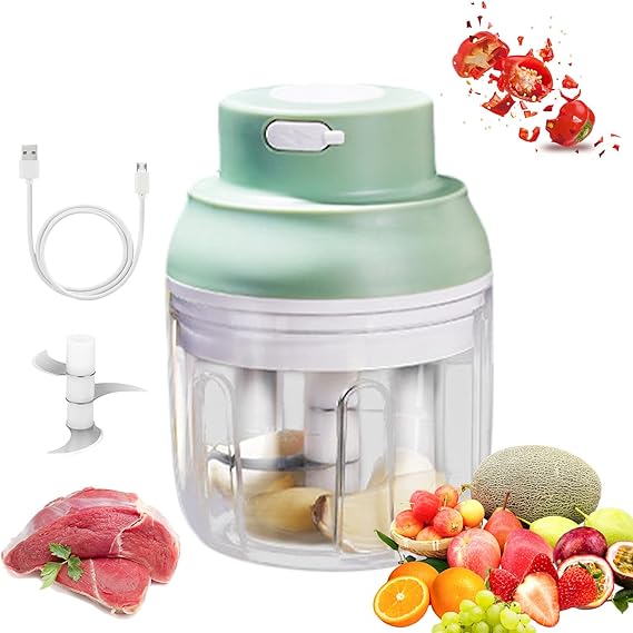 YISSVIC Elektrischer Zerkleinerer – 2 Schalen, 500 W, Für Obst, Gemüse & Mehr