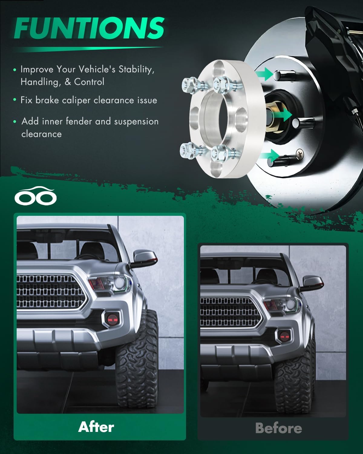 SCITOO 4Pcs 4x110 Wheel Spacers 1 inch Thread Pitch 10x1.25 Hub Bore 74mm 4 Lug Wheel Spacers Fit for 250 Traxter 500 Quest 650 Quest 500 Rincon 680 Foreman 500 Recon 250 Rancher 420
