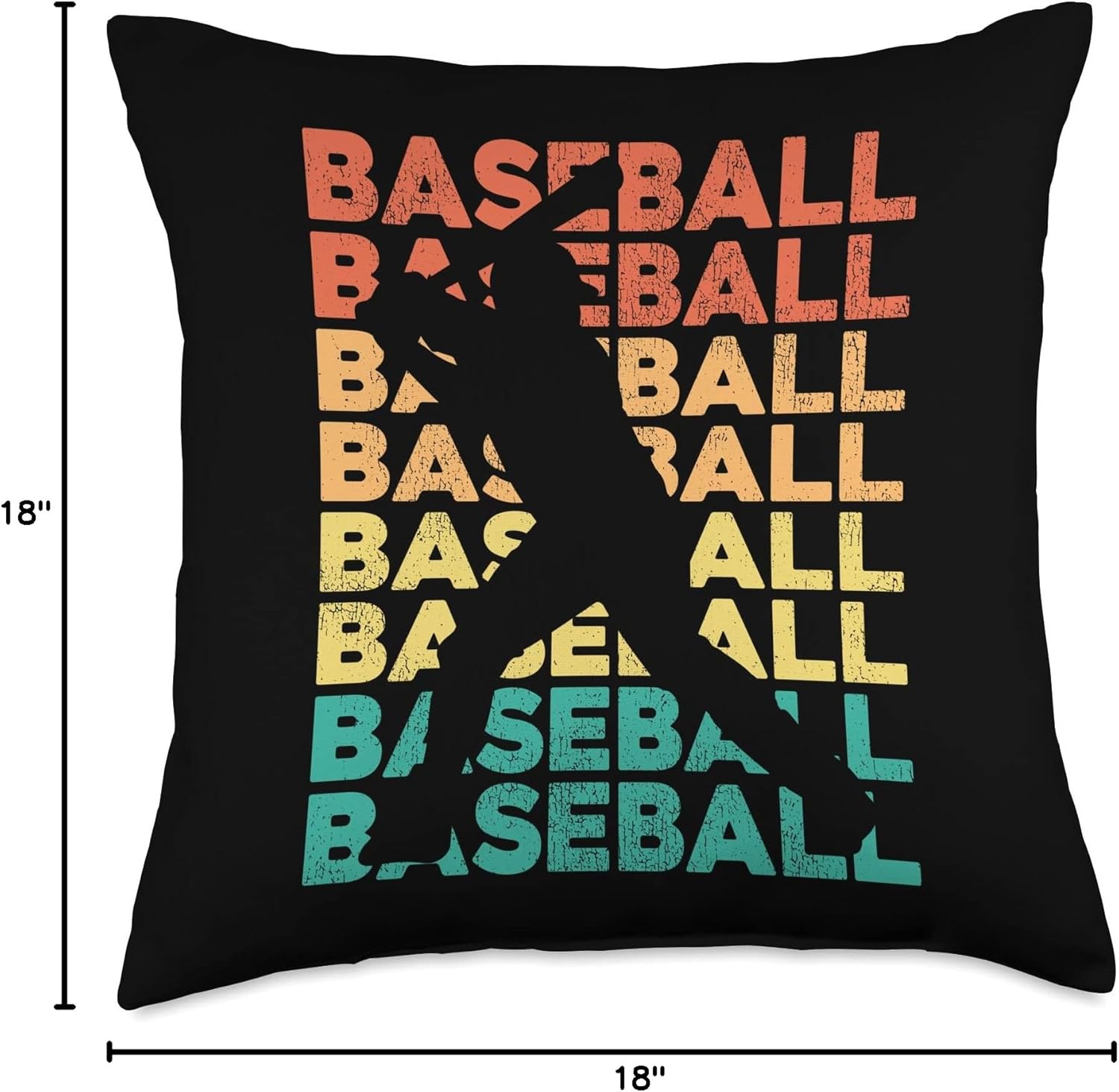 Baseball Fan Retro Vintage Batter Baseball Throw Pillow