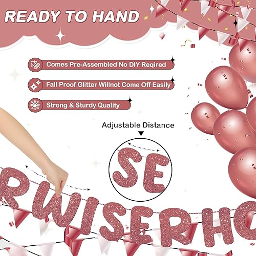 Miniatura 86 de Fulmoon Juego de 3 carteles de cumpleaños con purpurina para mujeres de 30, 40, 50, 60, 70, 80, cumpleaños, regalo (dorado)