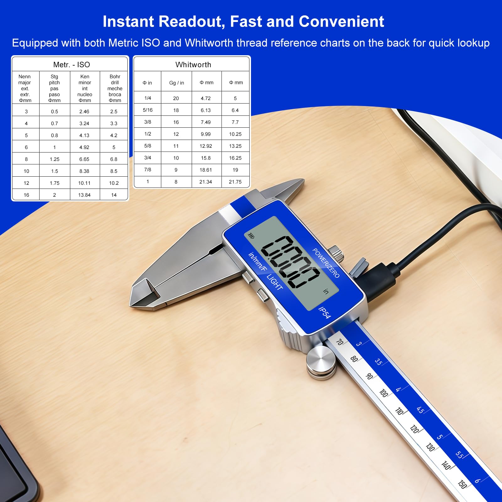 electronic calipers, IN/MM, waterproof electronic display, precise measurement.