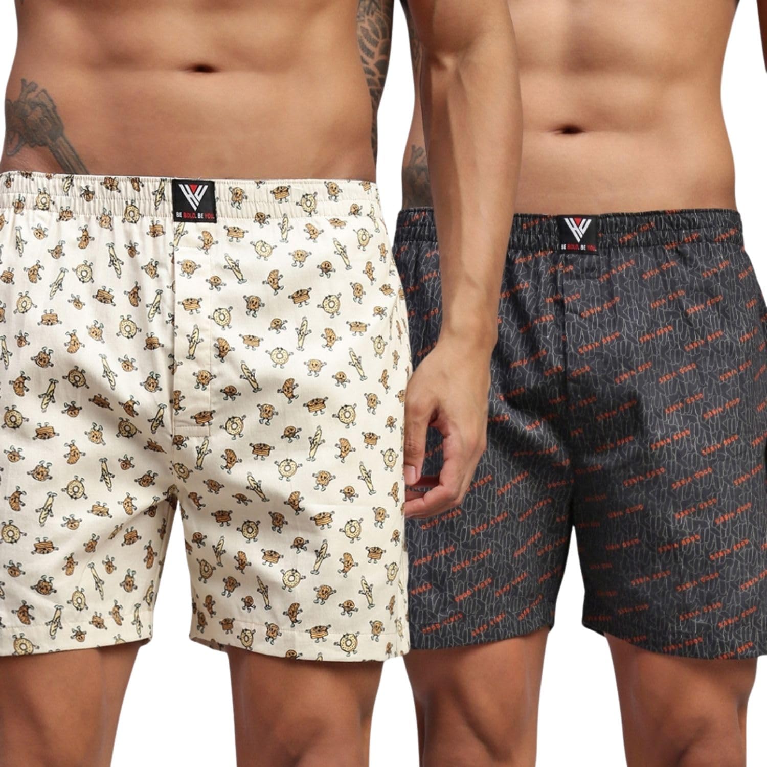hayu 2PC Pack of Bakery & Good Vibes Men Printed Cotton Boxer Shorts Multicolour-picture-37