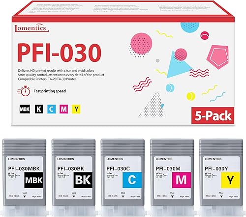 PFI-030 - Juego de 55 cartuchos de tinta (1.9 fl oz, negro mate, negro, cian, magenta, amarillo) Lometic compatible con PFI-030MBK PFI-030BK