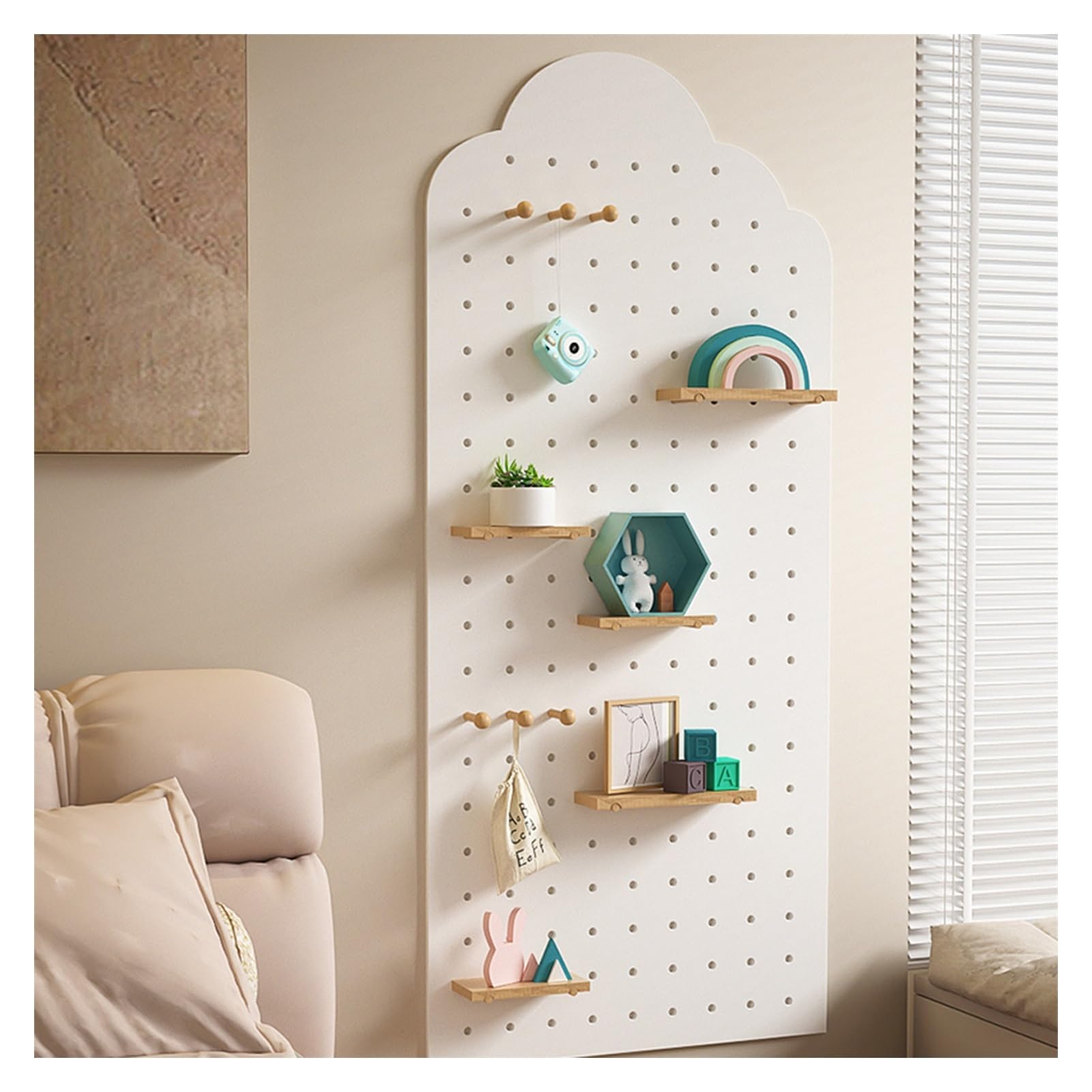 Tablica perforowana Mount Display, tablica perforowana z drewna, modułowy organizer ścienny Peg Board, panele do przechowywania i wyświetlania DIY, pudełka do przechowywania rękodzieła, rega