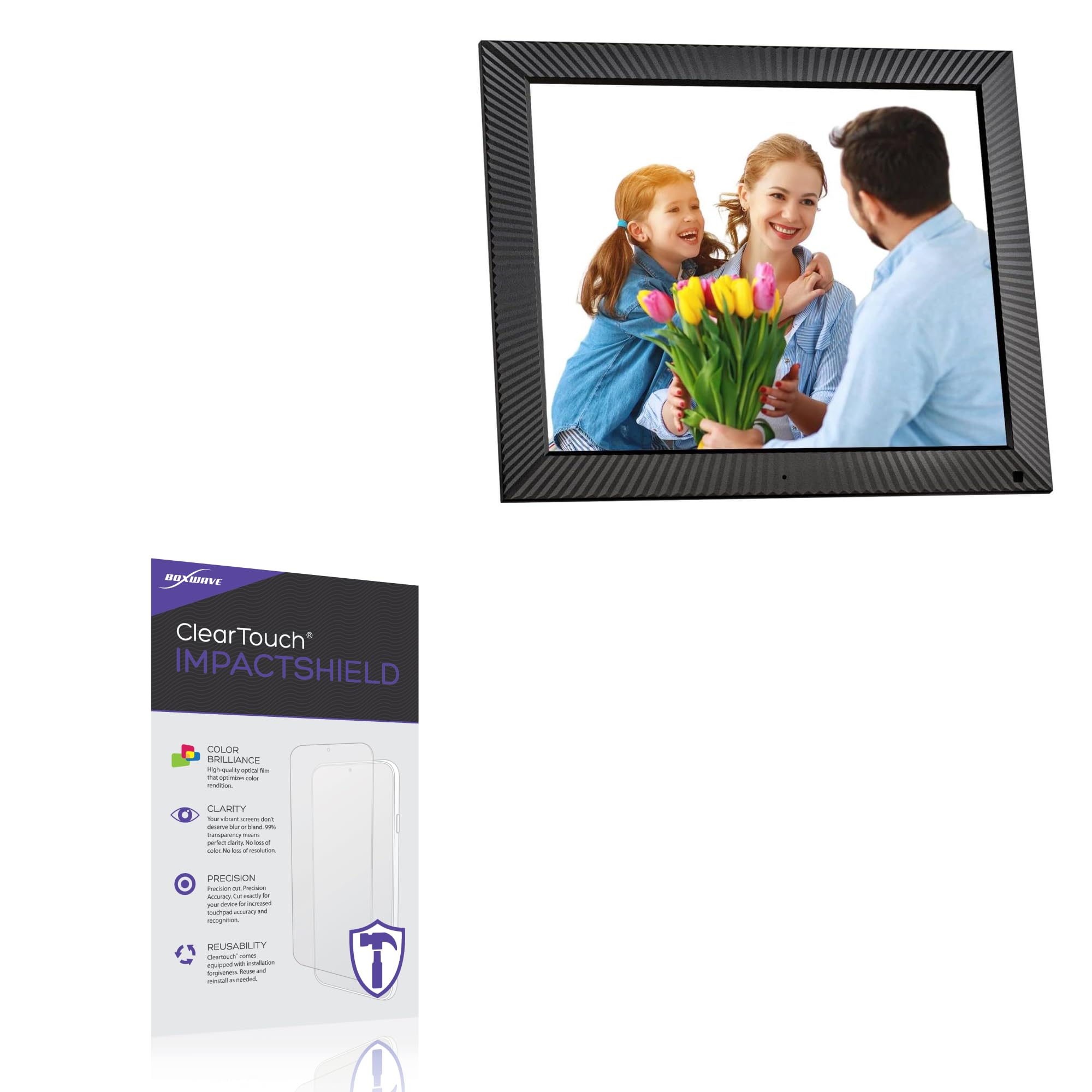 BoxWave Screen Protector Compatible with FULLJA Digital Picture Frame (17 in) - ClearTouch ImpactShield (2-Pack), Impenetrable Screen Protector Flexible Film