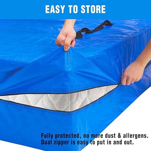 Miniatura 6 de ANALIM Bolsas de colchón para mudanza y almacenamiento, bolsa de almacenamiento de colchón con cremallera con 8 asas de transporte fuertes, funda