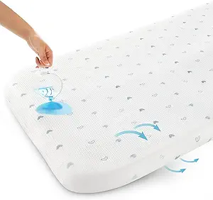 Bassinet Mattress Pad (18 x 32), Compatible with RONBEI Baby Bassinet Sleeper and Cuddor Bedside Bassinet, Waterproof Breathable Soft Baby Foam with Removable Zippered Cover