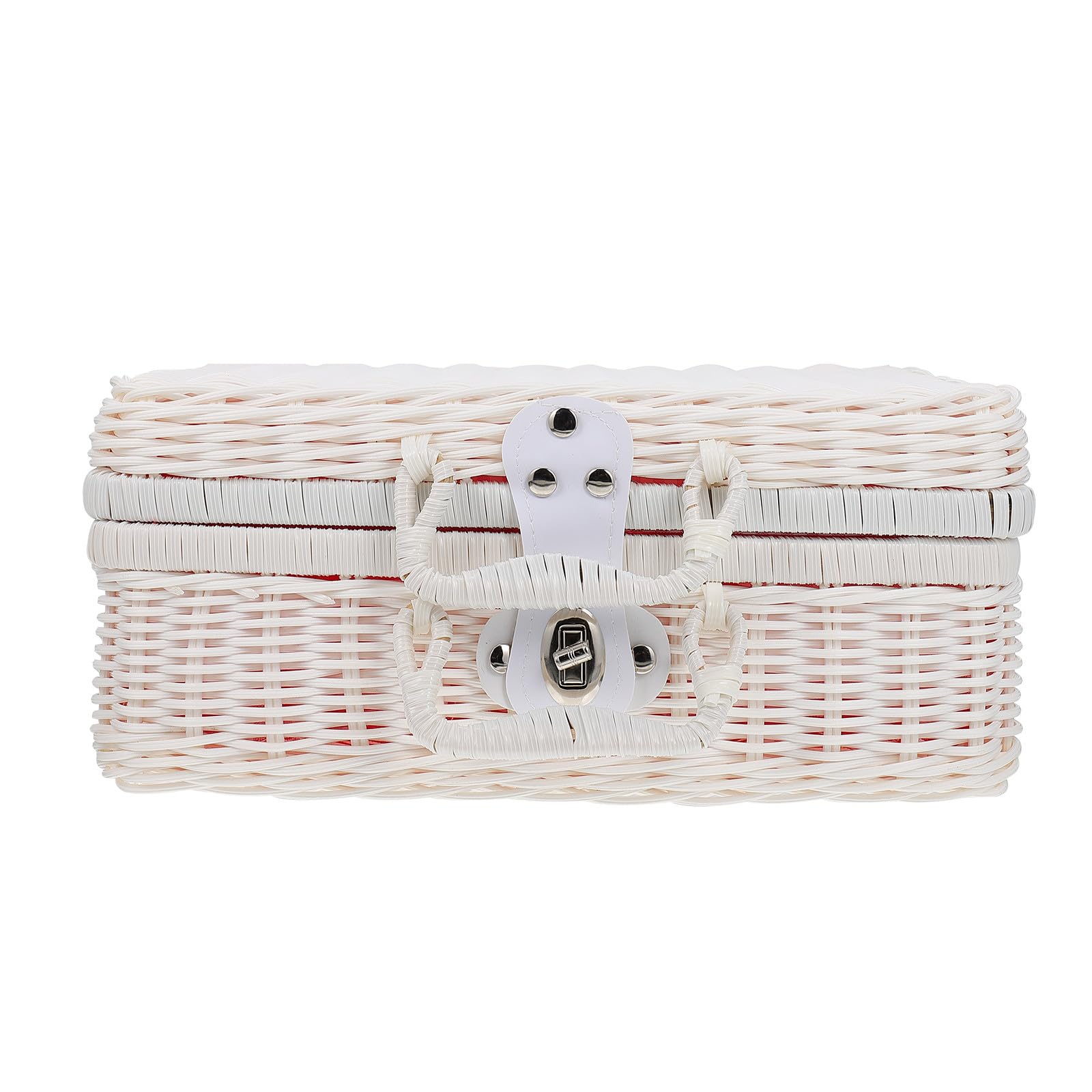 Estuche de Almacenamiento Retro Tejido a Mano en Ratán Sintético Blanco Tecnología Avanzada y Diseño Cierre para Organizar Ropa y Accesorios Color Aleatorio