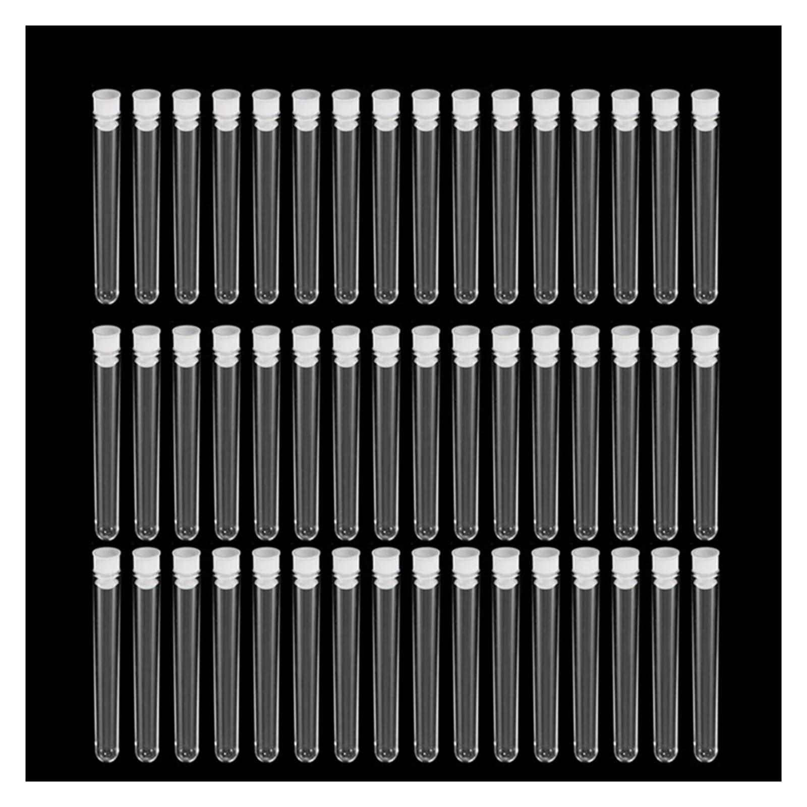 yingyingjia 200 Szt./opakowanie 12x100mm Przezroczyste Laboratoryjne Przezroczyste Plastikowe Probówki Fiolki Z Zatyczkami Push Artykuły Laboratoryjne Szkolne