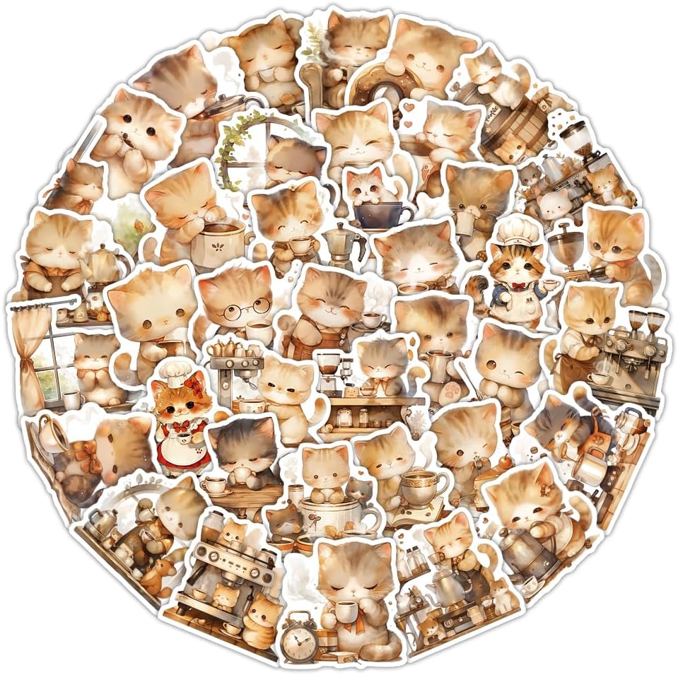 102pcs Cats Merch Stickers Pack for Water Bottles๏ผFunny Cats Decals for Teens๏ผVinyl Waterproof Sticker for Laptop๏ผPhone๏ผHard Hat๏ผSkateboard๏ผScrapbooking๏ผGifts for Kids/Adults