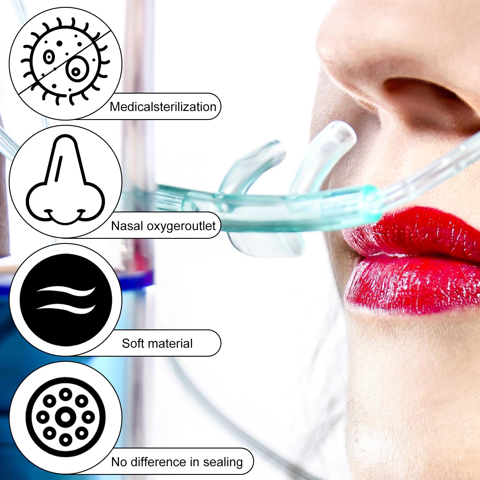 20 Stück Sauerstoffbrille Nasenbrille: Nasenbrille für Sauerstoffgerät, Nasenbrille Sauerstoffschlauch aus Silikon mit 300cm O2-Schlauch für Sauerstoffgerät Atemtherapie- und Inhalationsgeräte