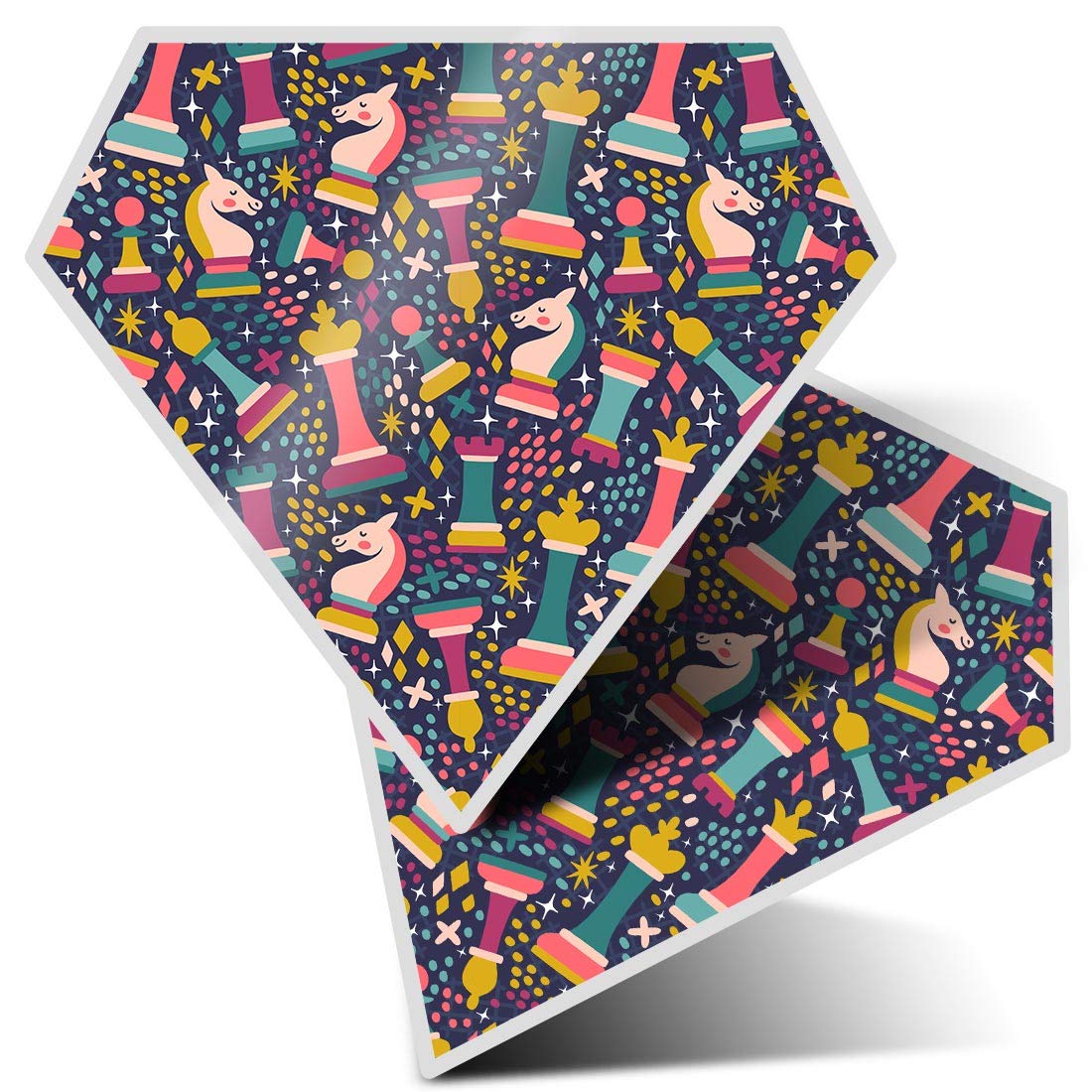 2 x Diamond Stickers 7.5 cm - Chess Game Pieces Print Pink Laptop Tablet Luggage Scrapbook #15539