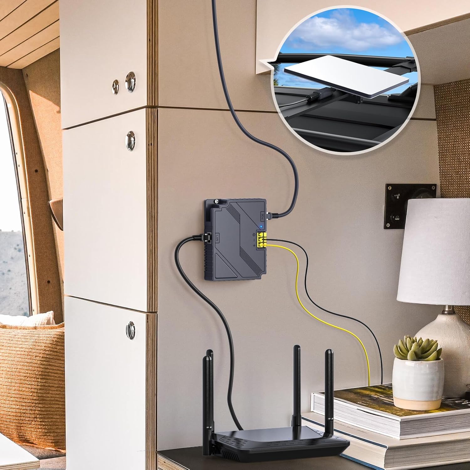 XLTTYWL Starlink Mini Poe Injector, 150W 2 in 1 GigE Passive & ESD Protection Star Link 12v Conversion Kit with StarLink DC&RJ45 Adapter Splitter DC 9-36V/150W for Starlink Mini Dishy