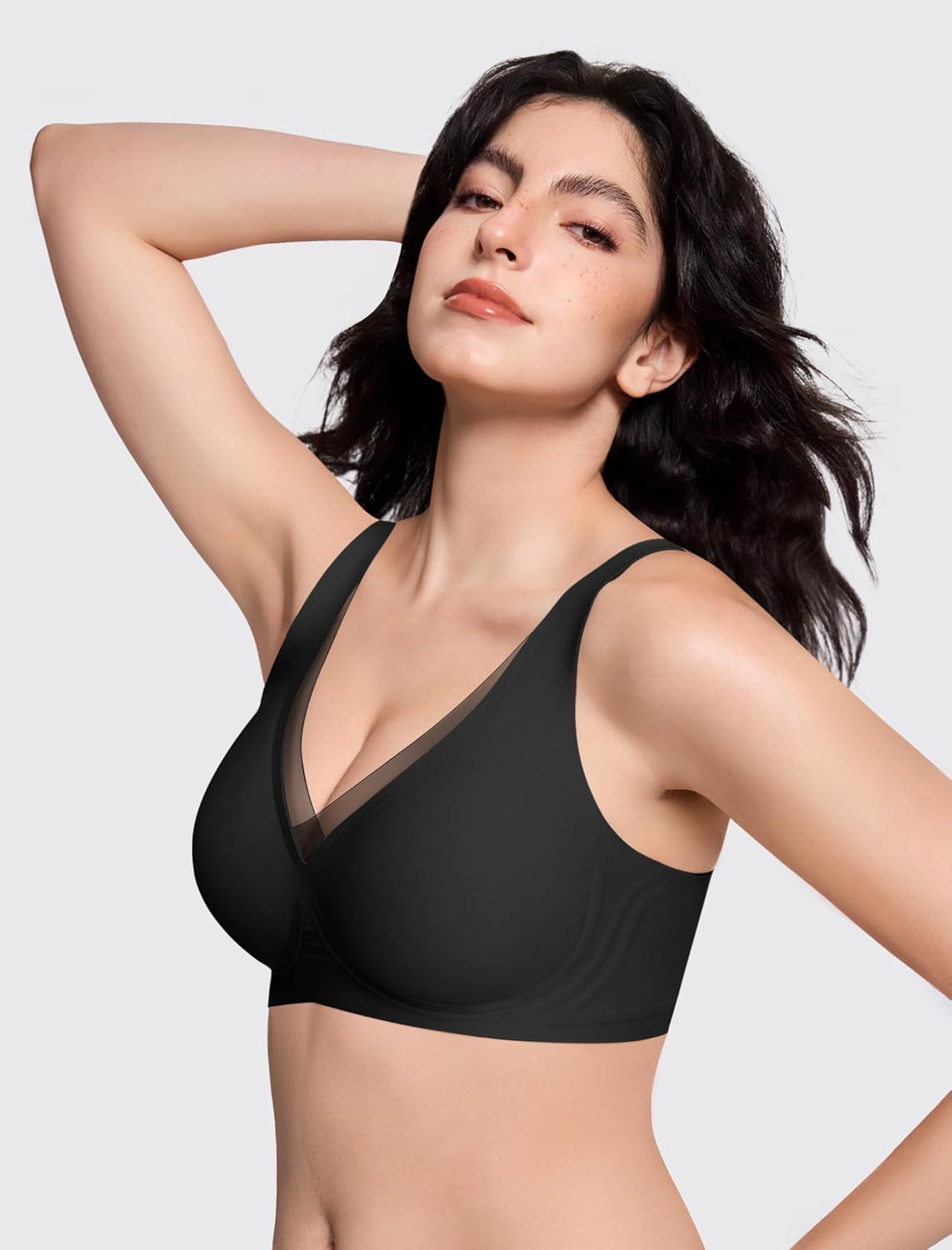 Deep V Wireless Jelly Bras for Women No Underwire Seamless Push Up Comfortable Tshirt Bralettes Everyday Bra - Image 2