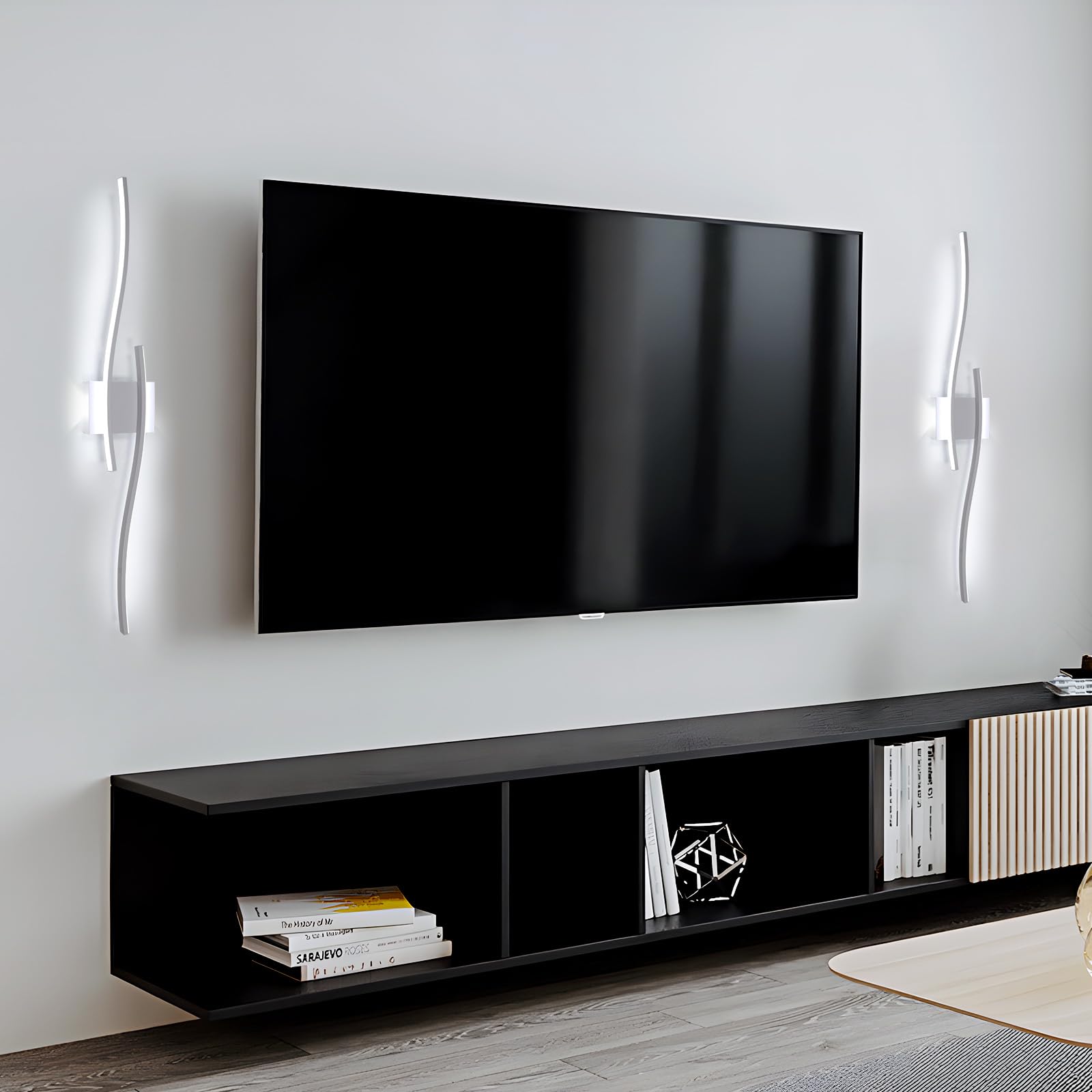 DELIPOP Applique LED da Parete Interno, 27W Lunga Lampada da Parete Moderna, Bianco Freddo 6500K Lampada a Muro Interni per Soggiorno Camera da Letto Bagno Scale Corridoio Cucina