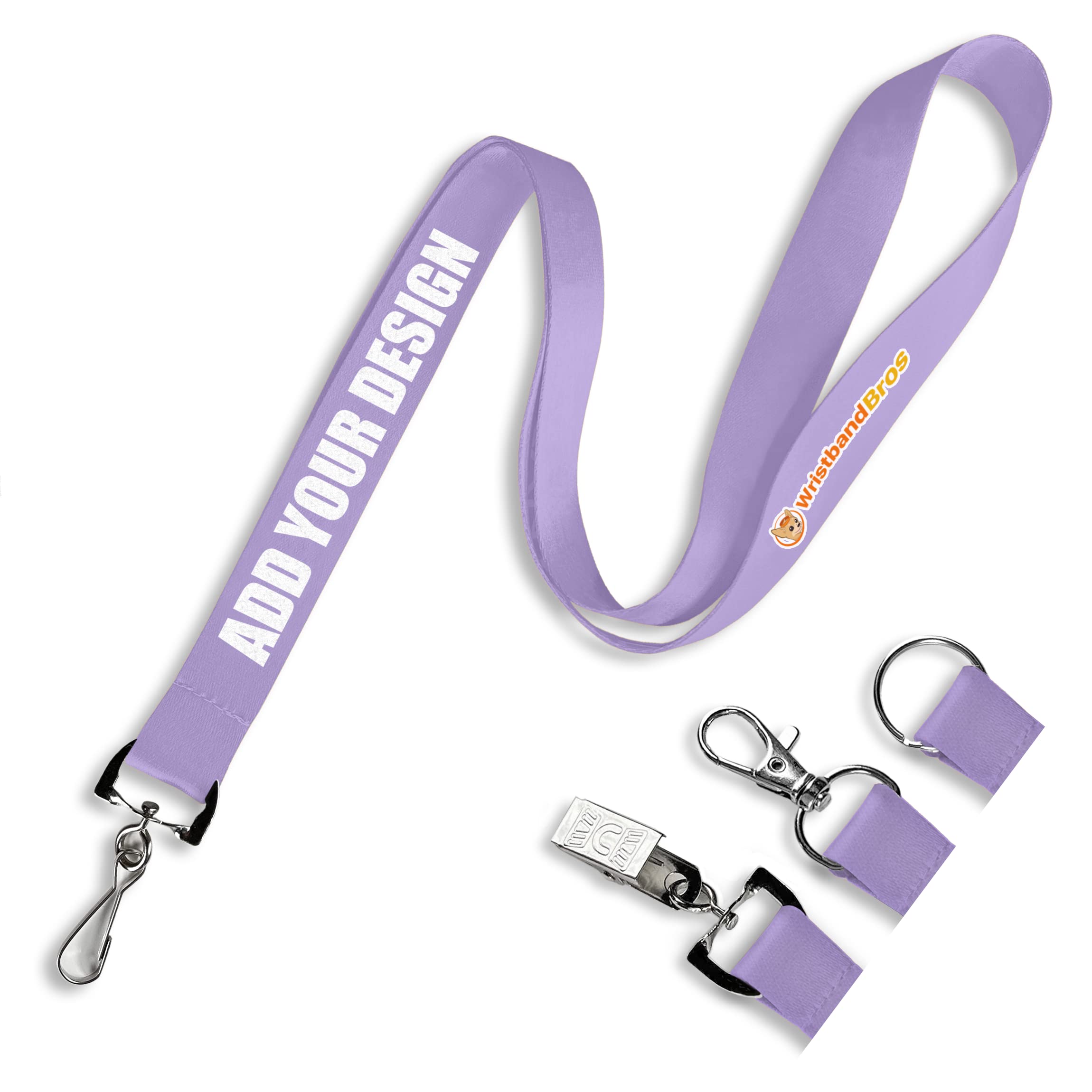 Wristband Bros Custom Lanyards For ID Badges, Keys & More | Add Text & Logos | Choose Your Attachment | Bulk Quantities For Events