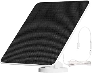 HXVIEW 6W Solar Panel for Security Camera, 5V Solar Panel Charger for Micro USB & USB-C Port Outdoor Camera, 20% Efficiency Than 5W, 360° Adjustable & IP66 Waterproof