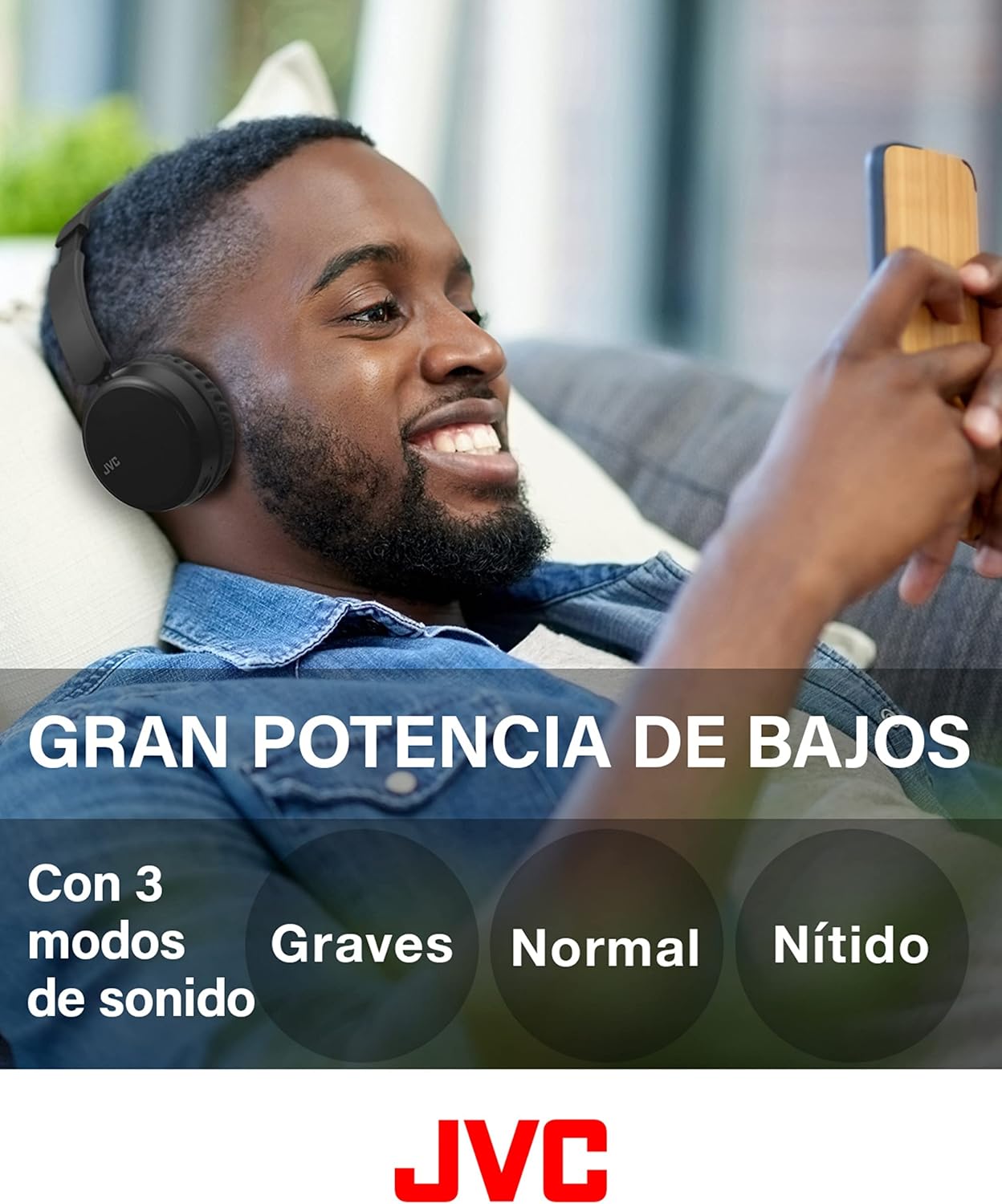 Cascos Inalámbricos de Diadema JVC – Auriculares con Bluetooth 5.2, Micrófono, 35h de Batería, 3 Modos de Sonido y Ecualizador. Ligeros, Graves potentes y diseño Ajustable, JVC HA-Z37W-B (Negro) | Batería de 35 horas, Bluetooth 5.2, micrófono de llamadas, silencio, asistente de voz, multipunto, graves fuertes, giratorio 3