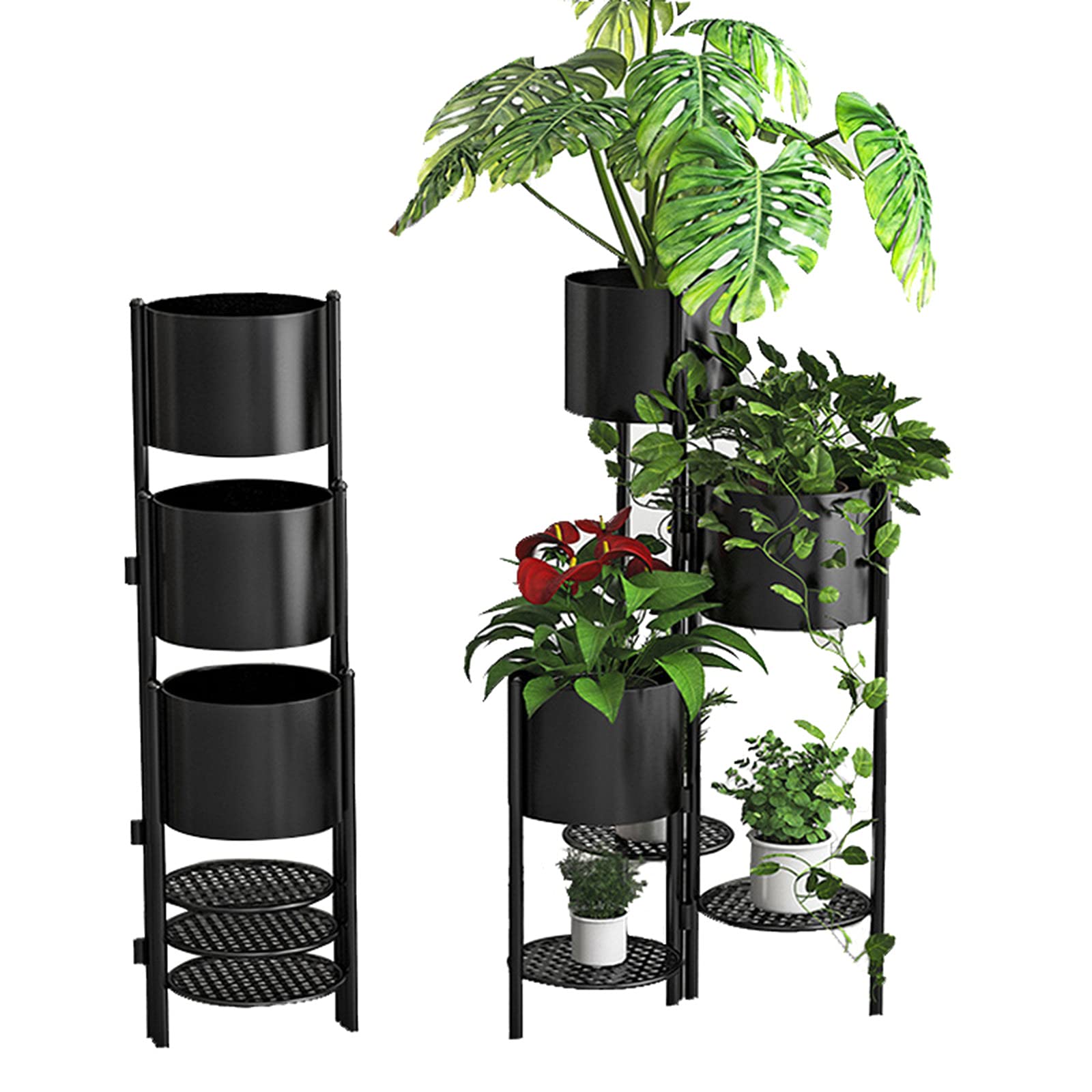 Support pour Plantes d'intérieur, Support pour Plantes en métal à Plusieurs Niveaux, Support pour Plantes en Pot de Fleurs 79,5 x 40 cm Déco, Noir