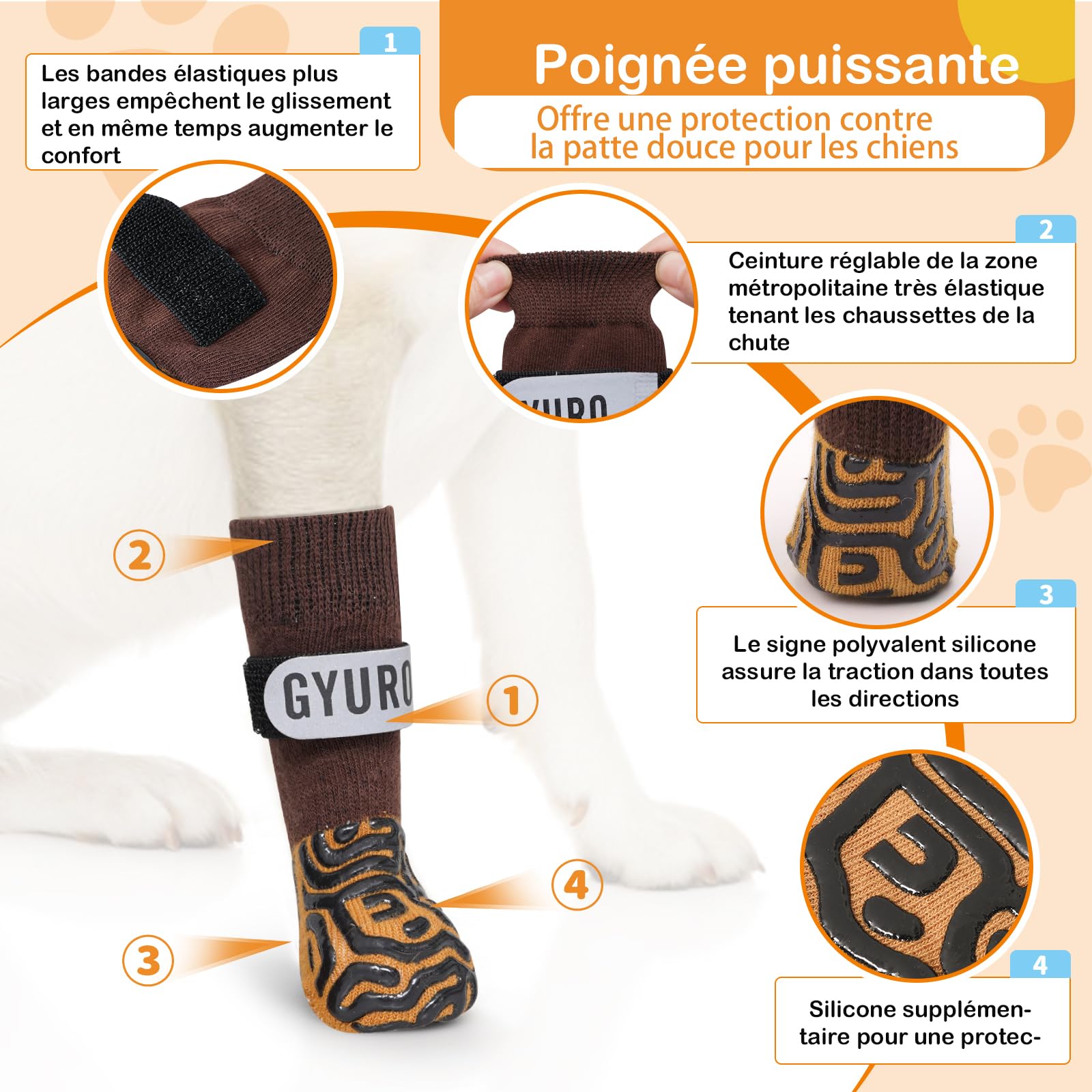 Calzini Antiscivolo Per Cani - Con Suola In Silicone | Per Pavimenti Lisci E Protezione Zampe - Foto 8