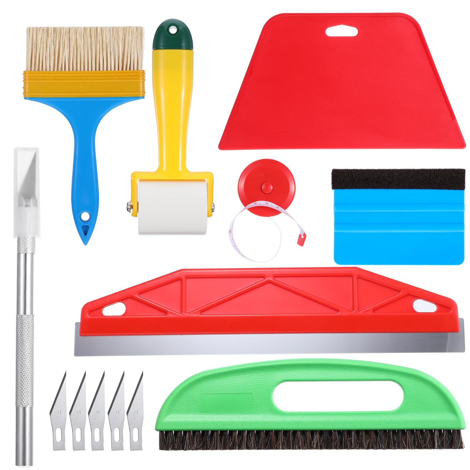 Wallpaper Smoothing Tools,Wallpaper Tool Kit with Squeegee Smoother,Seam Roller,Wallpaper Brush, Smoothing Tool Kit for Applying Peel and Stick Wallpaper, Vinyl Backsplash Tile