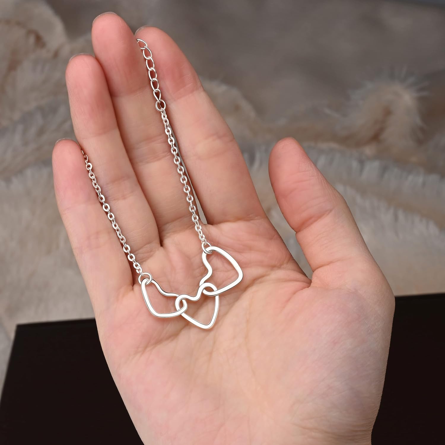 ELEGANZIA Cute Friendship Bracelets for Women, Minimalist Open Heart Bracelet Sterling Silver, Matching Bff Friendship Bracelets for Sisters