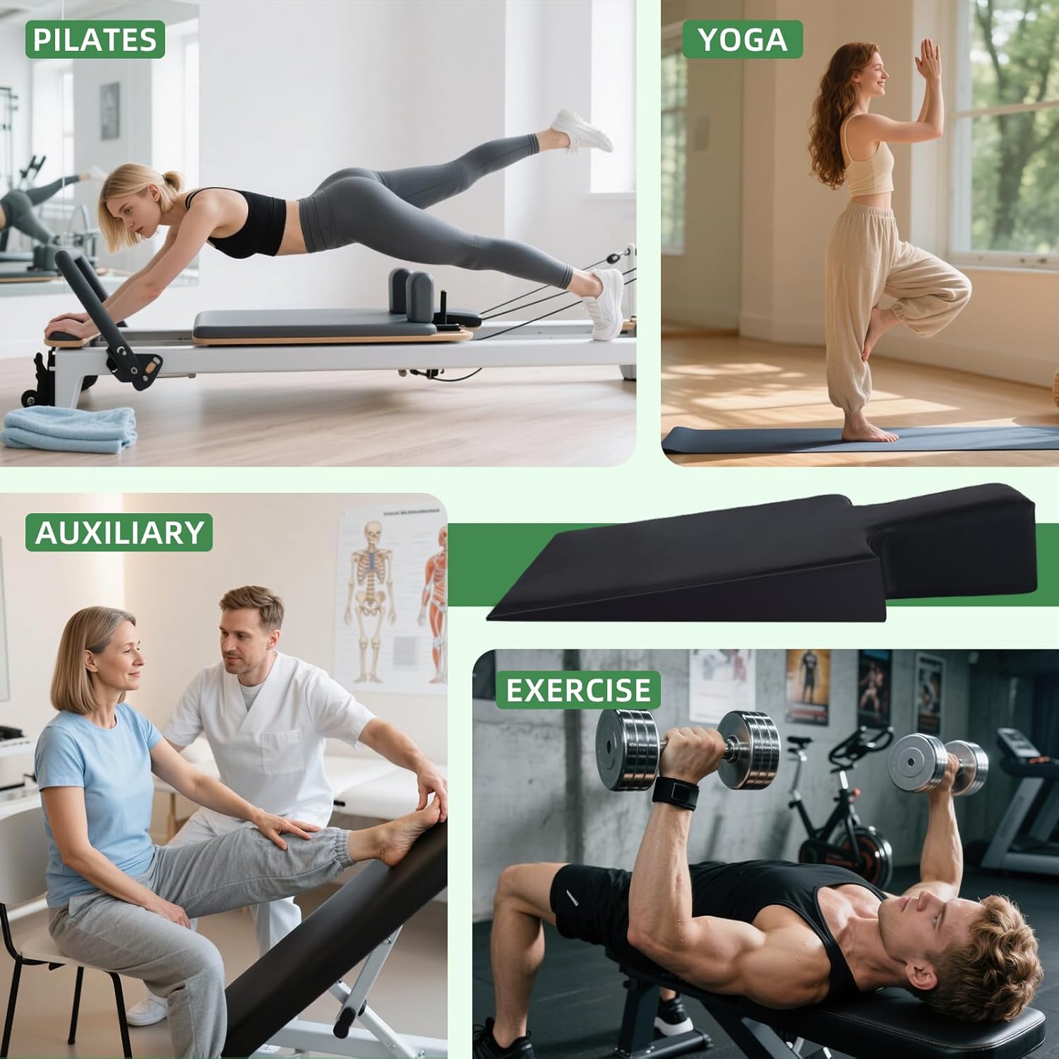 Pilates Wedge, Large Upholstered Wedge for Pilates Refromer for Increased Strength and Stability