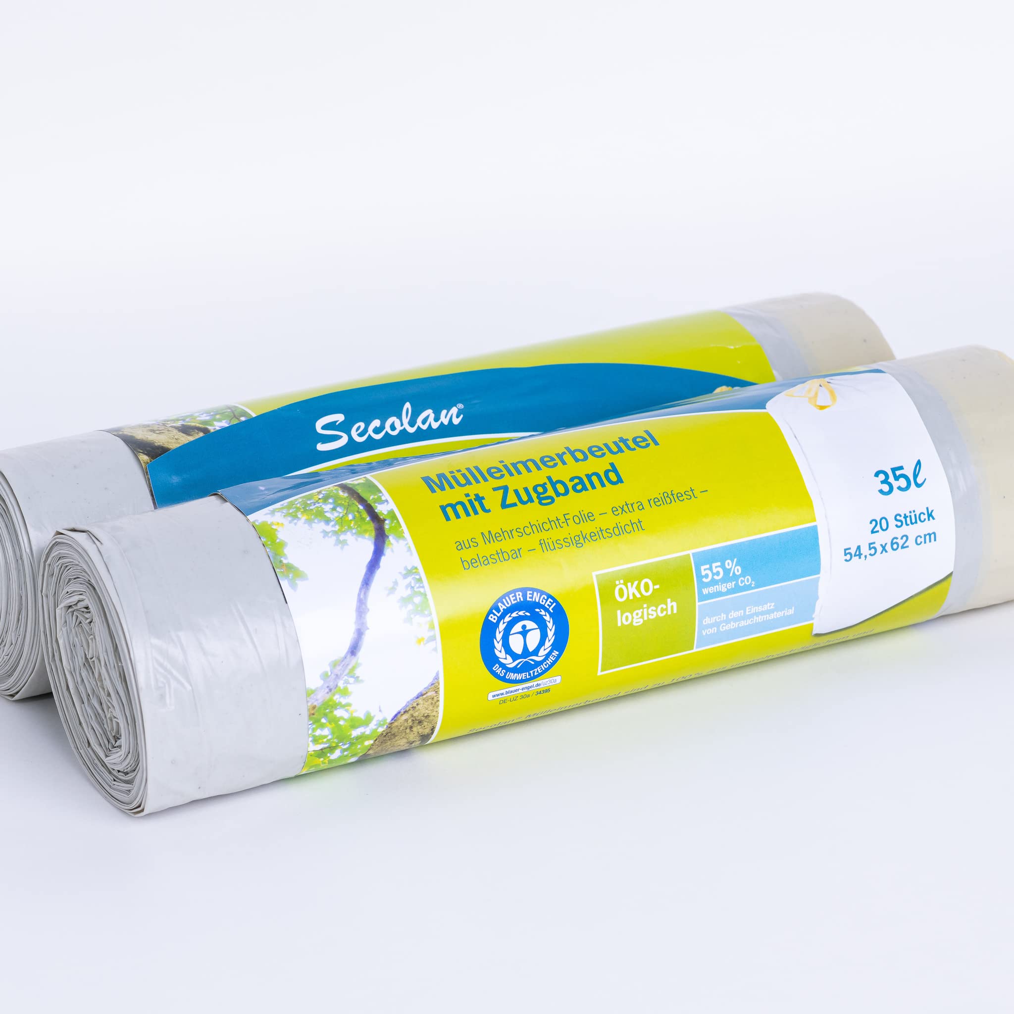 Secolan – 1 x 20 Multi-Coloured Bag with Zugband 35 L White