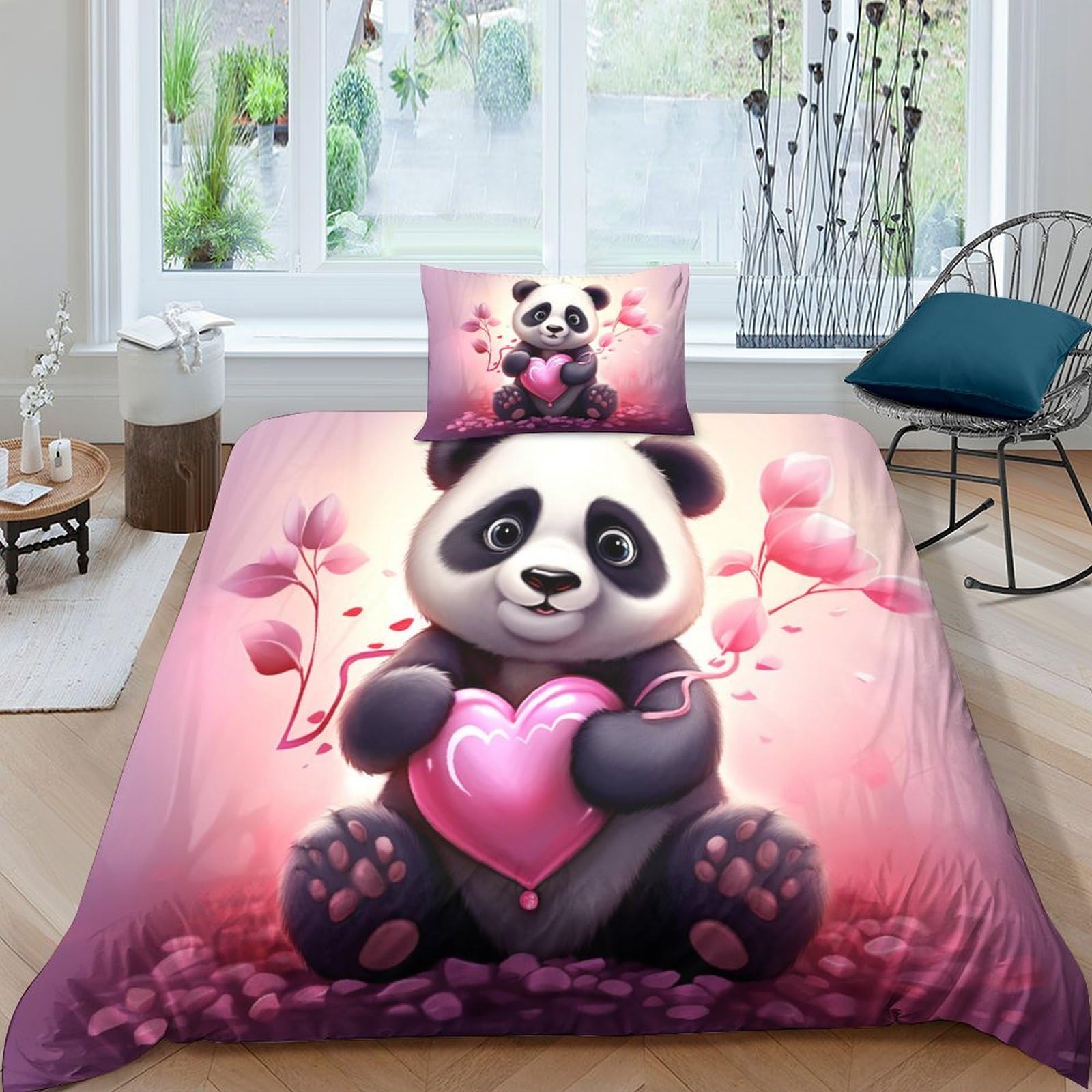 Housse de couette coeur rose pour une chambre d'enfant cocooning