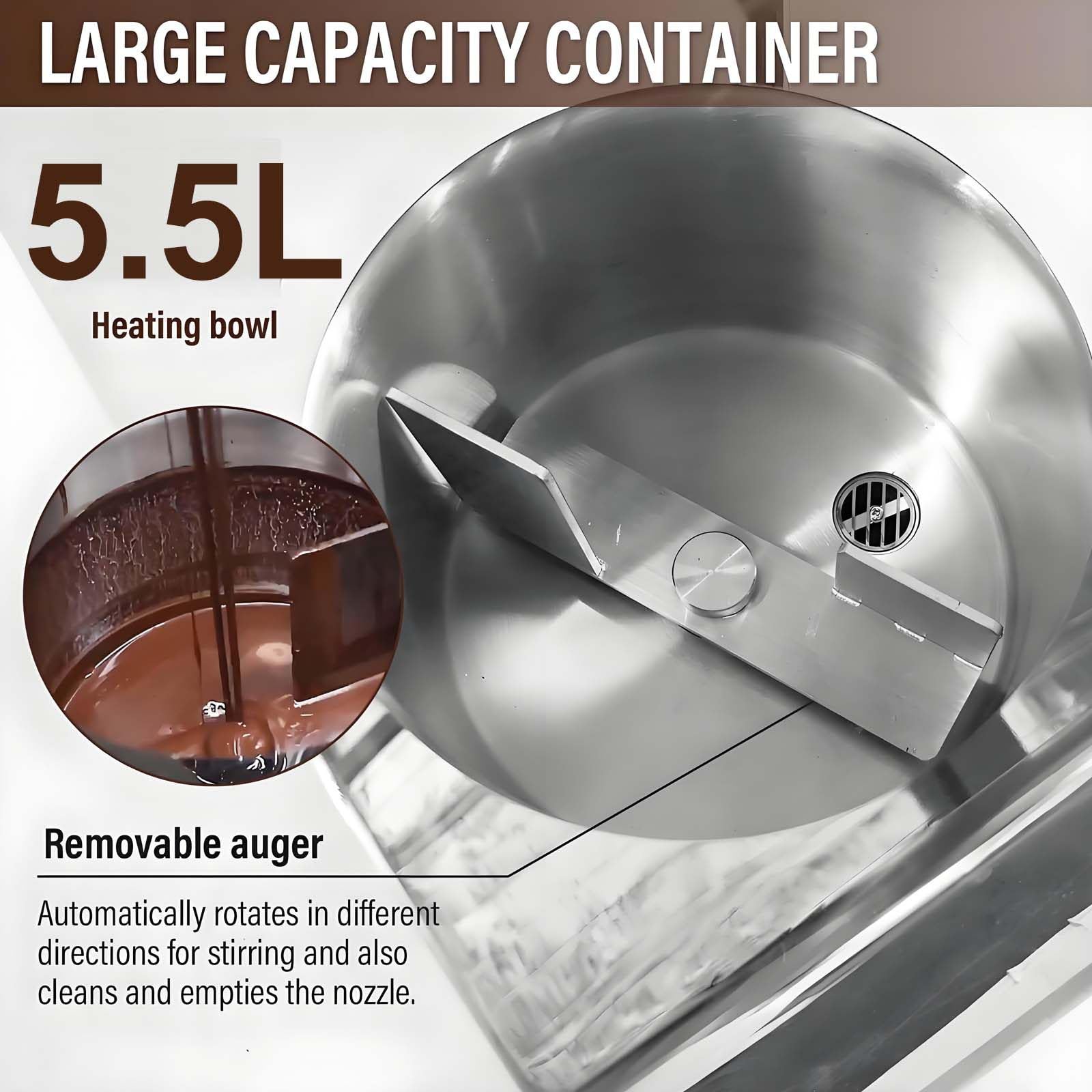 Templadora De Chocolate De 5.5 L, Pantalla TáCtil Inteligente, Control De Temperatura De 0 A 149 °F, Calentador EléCtrico De Postres De Acero Inoxidable De, Para MáQuina Para Derretir Caramelos