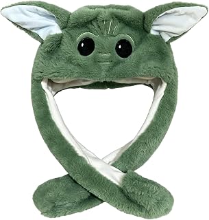 Star Themed Wars Hat with Moving Ears Jumping, Funny Cute Fluffy Plush Beanie Cap