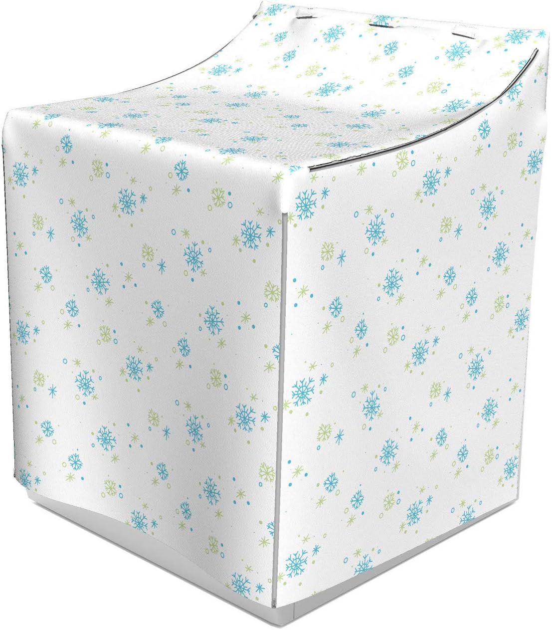 Ambesonne Christmas Cover for Washer and Dryer, Winter Celebration Snowflakes in the Air Noel Merry New Year Theme, Easy Use Bathroom Laundry Decor Accent, 29" x 28" x 40", Aqua Pale Green and White