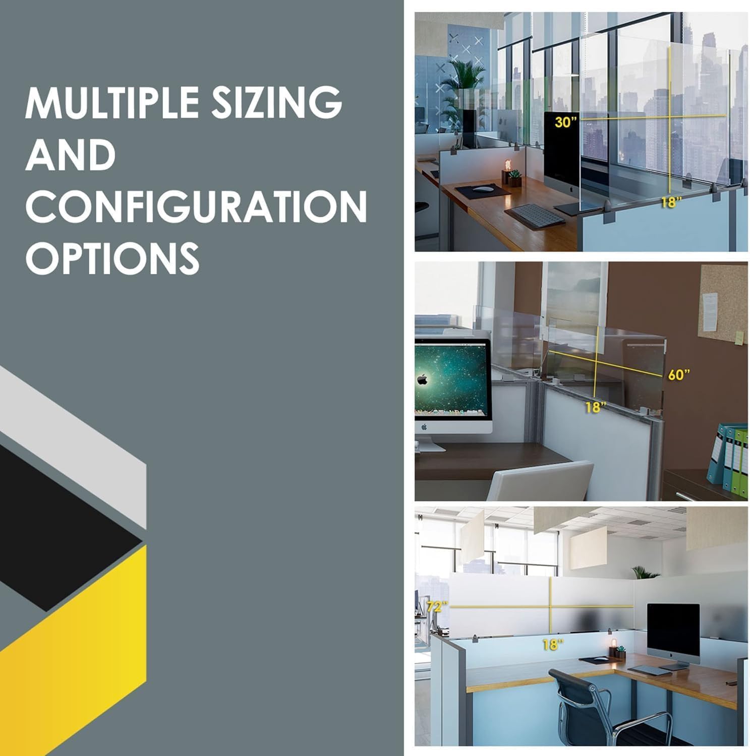 OBEX Acrylic Mounted Large Brackets Quality Desk Privacy Panel & Divider for Your Office Cubicle-Increase Separation & Improve Productivity (Frosted, 24"W X 72"H)