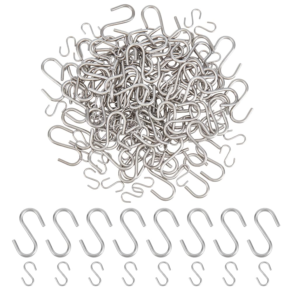 PH PandaHall 160Pcs Small S Hooks for Hanging 2 Size Mini S Hook 304 Stainless Steel Hanging Hooks S Shaped Wire Hangers Ornament Storage Hangers for x Hanging Crafts Jewellery Key(1 inch/0.5 inch