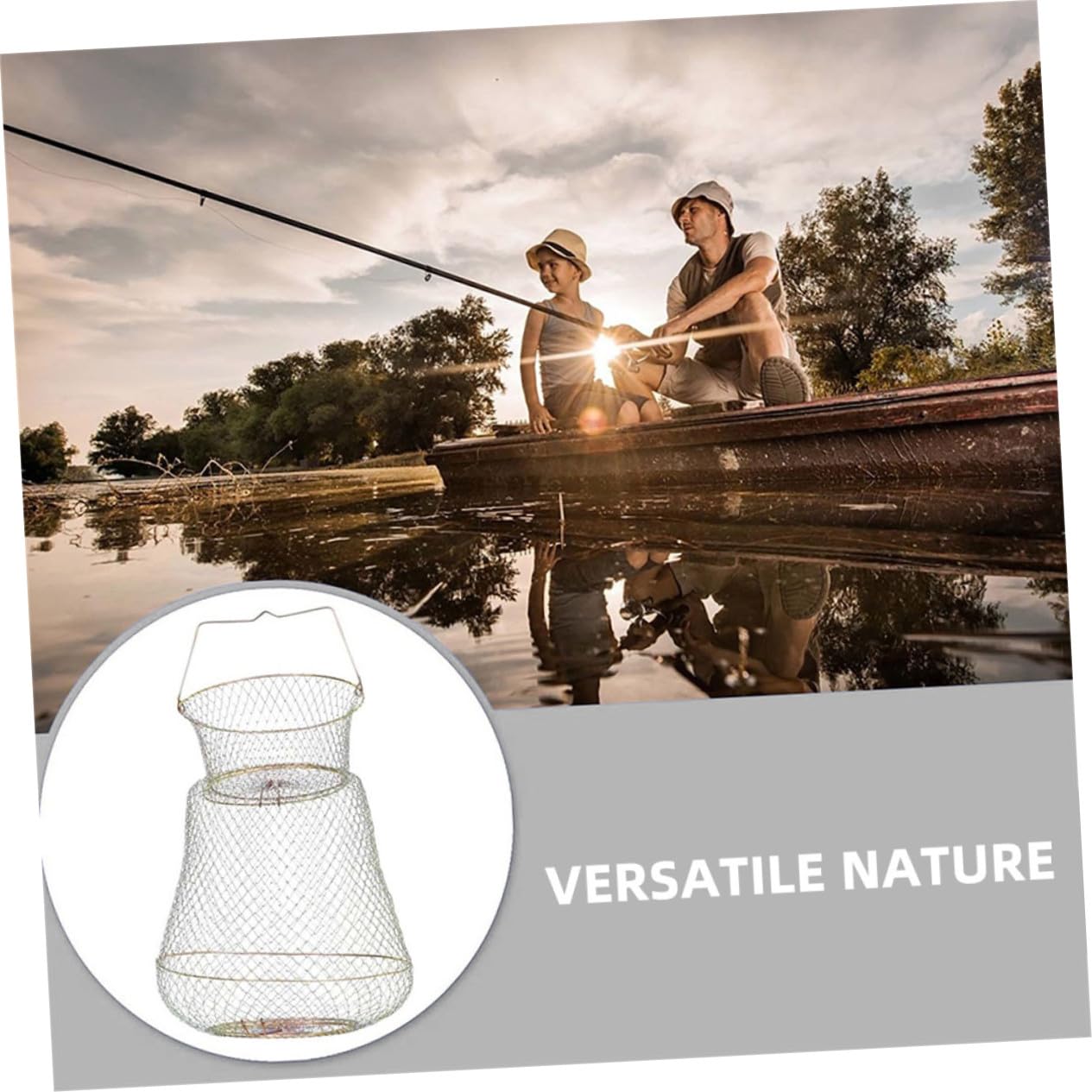 Gabbia per Pesci e Gamberetti in Filo di Acciaio Zincato Pieghevole, Cestino Portatile per Granchi e Cattura Pesci, Accessorio per Pesca Outdoor, Sicuro e Salvaspazio, Diametro 35